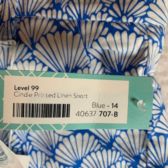 Level 99 Womens Cindie Printed Blue Linen Stretch Casual Chino Short Size 32 NWT - Picture 6 of 12